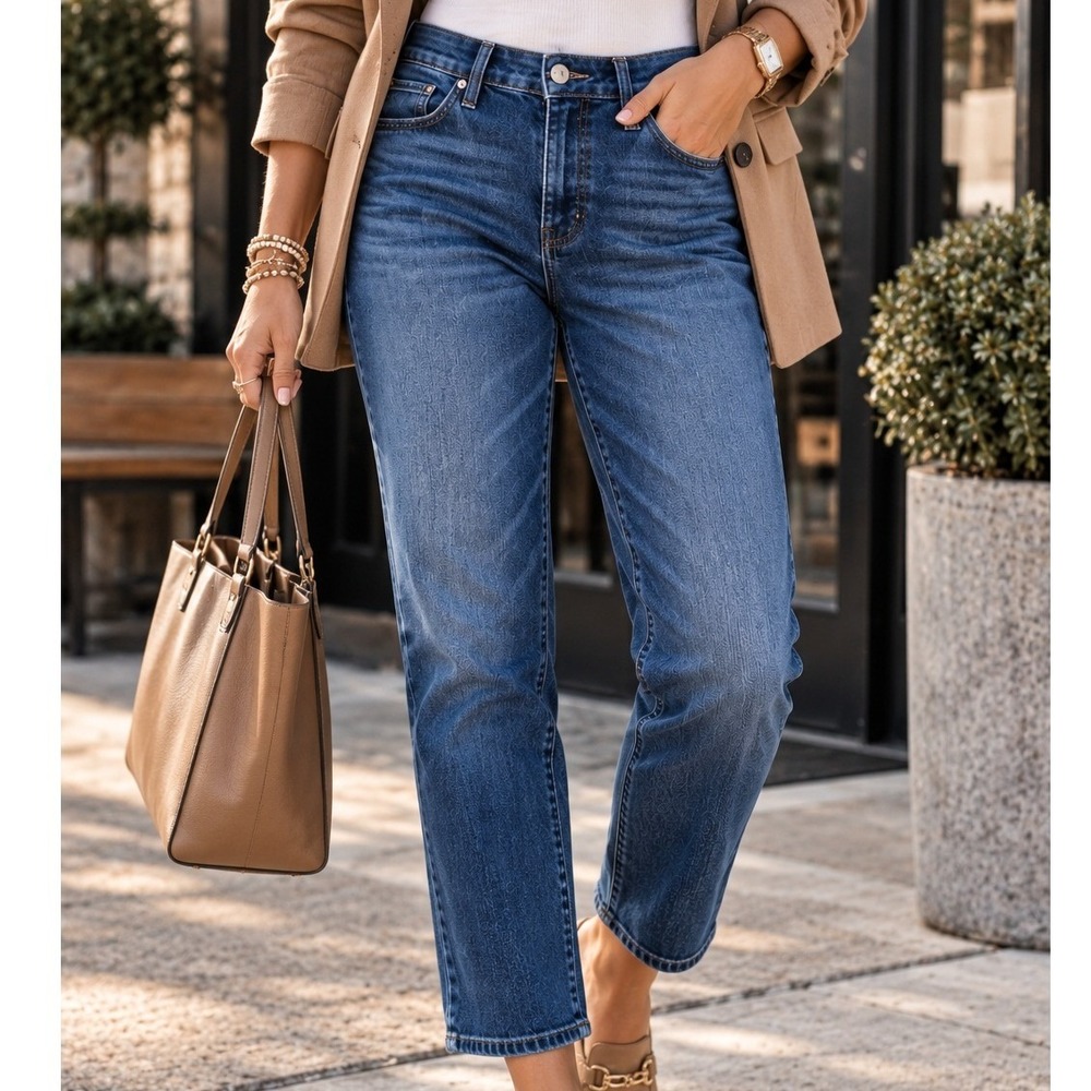 Madewell Stovepipe High Rise Straight Leg Jeans Dark Wash Denim Size 32 Cropped